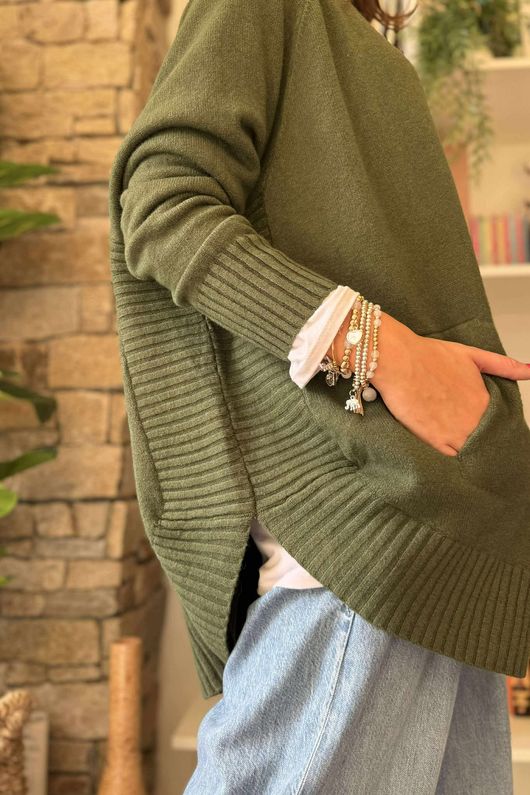 Charli Circle Knit Top Deep Khaki 
